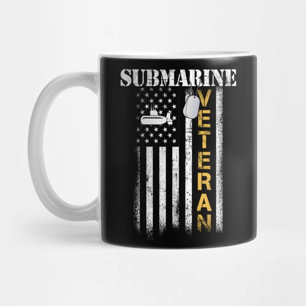 US Navy Submarine Veteran USA Flag Vintage Submariner Gift by Otis Patrick